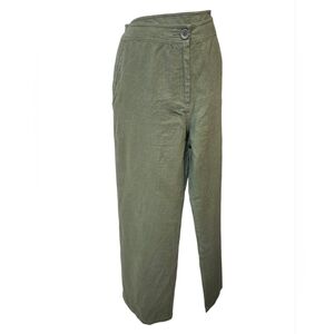 Aria Olive Green Casual Linen Blend Pants
